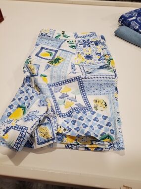 J. Crew Blue, Yellow & Green Mediterranean high waist shorts